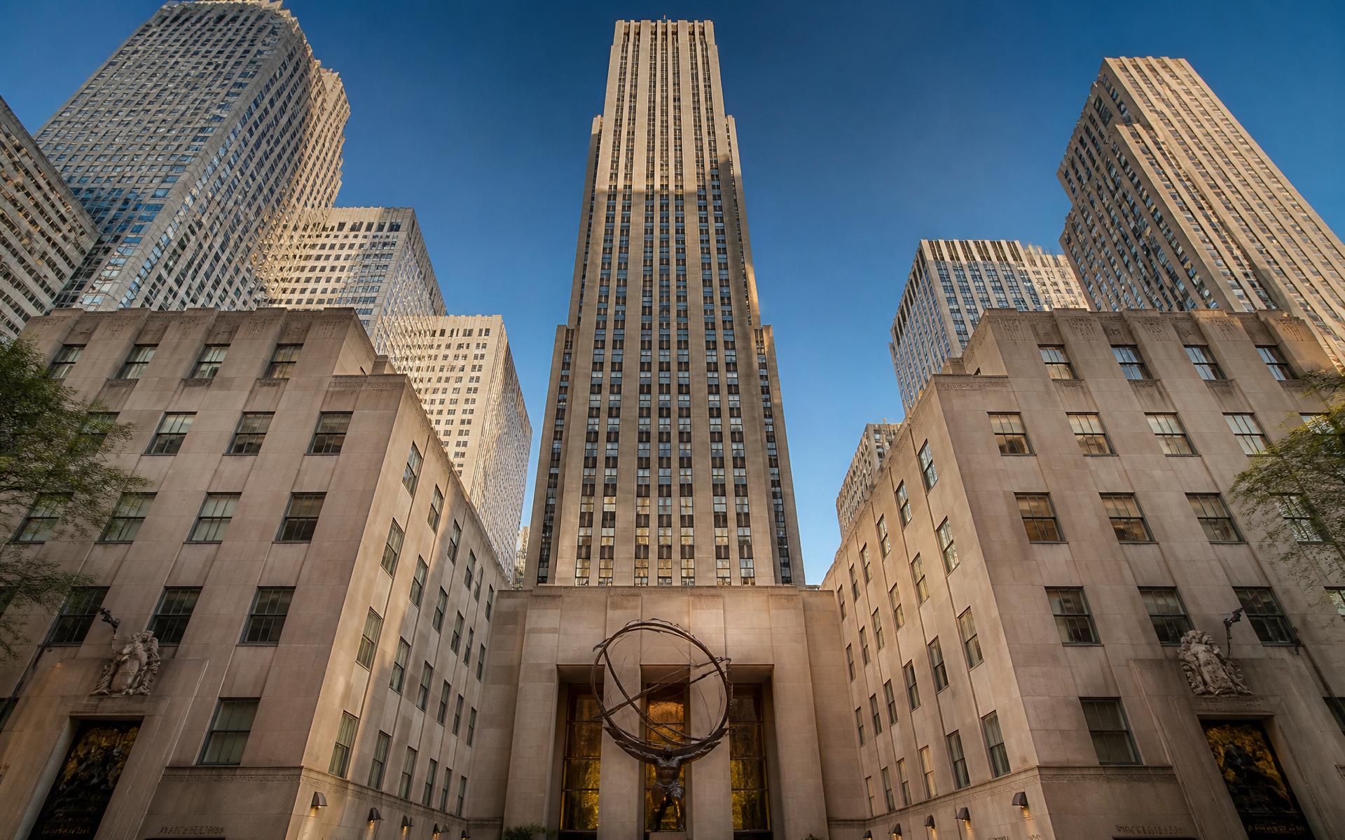 Corporate financial district skyline